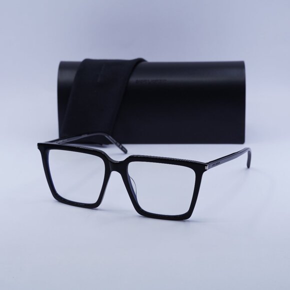 Saint Laurent SL474 006 Square Sunglasses – Shiny Black/Blue Light Protection